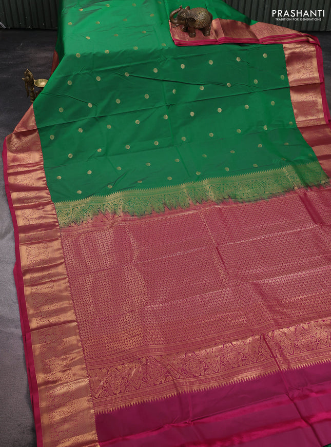 Bangalori silk saree light green and pink with zari woven buttas and zari woven border