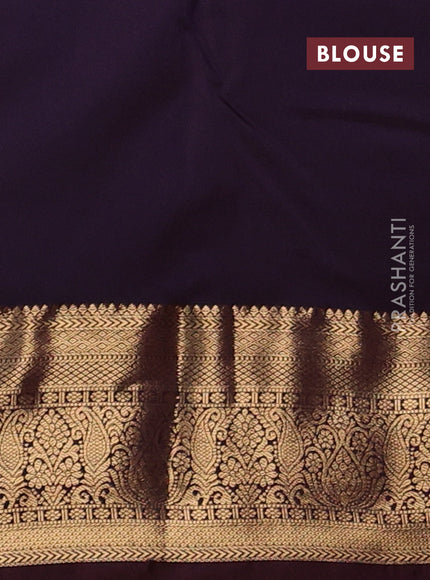 Bangalori silk saree pastel green and coffee brown with zari woven buttas and zari woven border