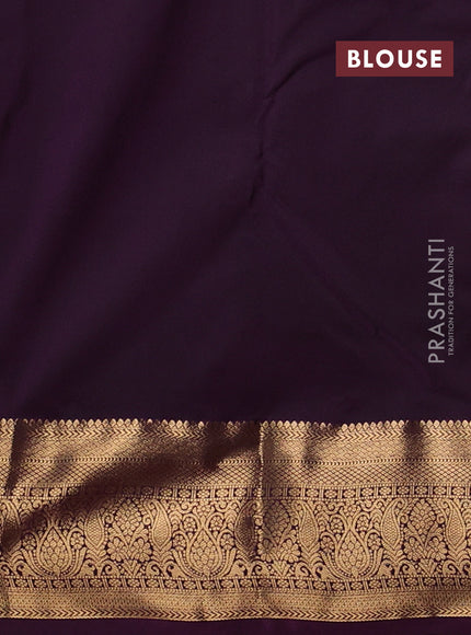 Bangalori silk saree dark mustard and deep purple with zari woven buttas and zari woven border