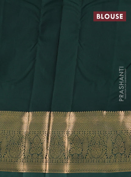 Bangalori silk saree pastel purple and bottle green with zari woven buttas and zari woven border