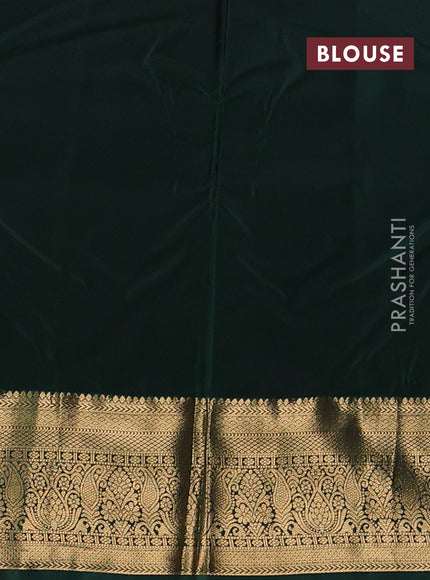 Bangalori silk saree sandal and bottle green with zari woven buttas and zari woven border