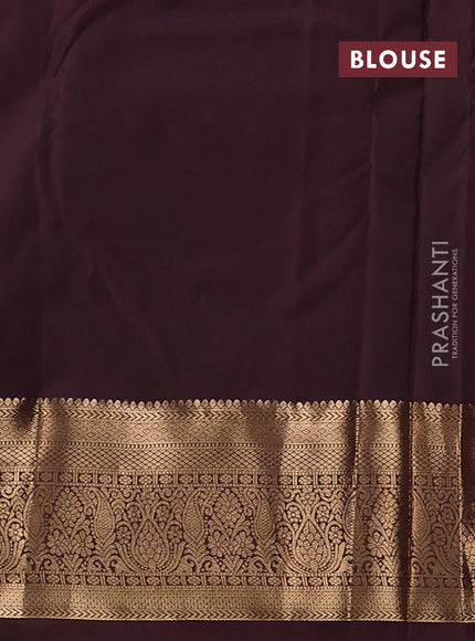 Bangalori silk saree lime green and coffee brown with zari woven buttas and zari woven border