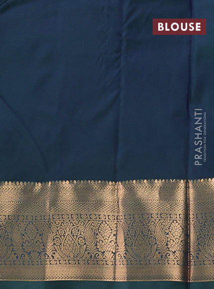 Bangalori silk saree magenta pink and bottle green with zari woven buttas and zari woven border