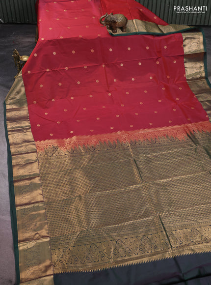 Bangalori silk saree maroon and green with zari woven buttas and zari woven border