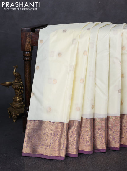 Bangalori silk saree cream and wine shade with zari woven buttas and zari woven border