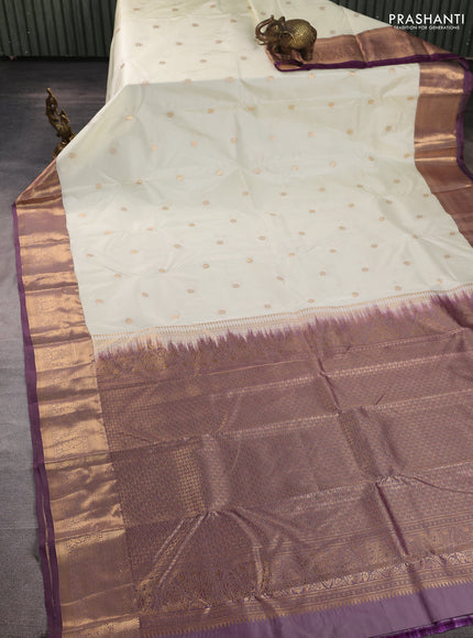 Bangalori silk saree cream and wine shade with zari woven buttas and zari woven border