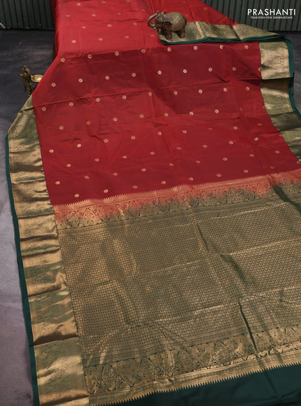Bangalori silk saree maroon and green with zari woven buttas and zari woven border