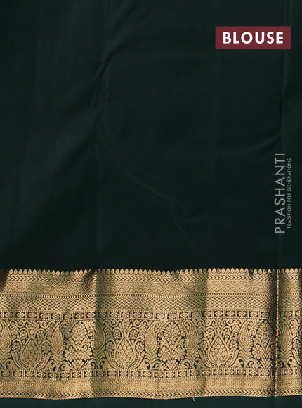 Bangalori silk saree dark mustard and bottle green with allover zari woven buttas and zari woven border