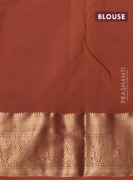 Bangalori silk saree bottle green and rust shade with zari woven buttas and zari woven border