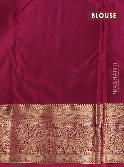 Bangalori silk saree mustard green and pink with allover zari woven buttas and zari woven border