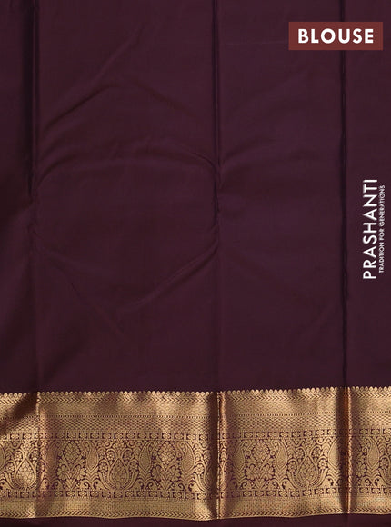 Bangalori silk saree pastel green and coffee brown with allover zari woven buttas and zari woven border