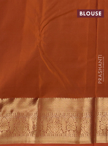 Bangalori silk saree coffee brown and rust shade with allover zari woven buttas and zari woven border