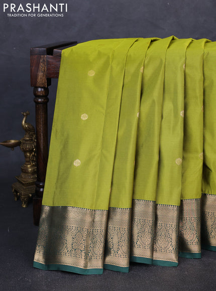 Bangalori silk saree light green and green with zari woven buttas and zari woven border