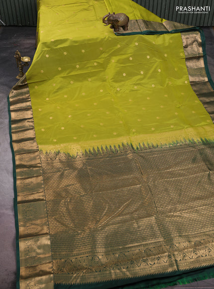 Bangalori silk saree light green and green with zari woven buttas and zari woven border