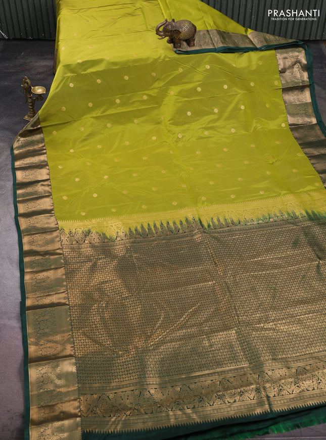 Bangalori silk saree light green and green with zari woven buttas and zari woven border