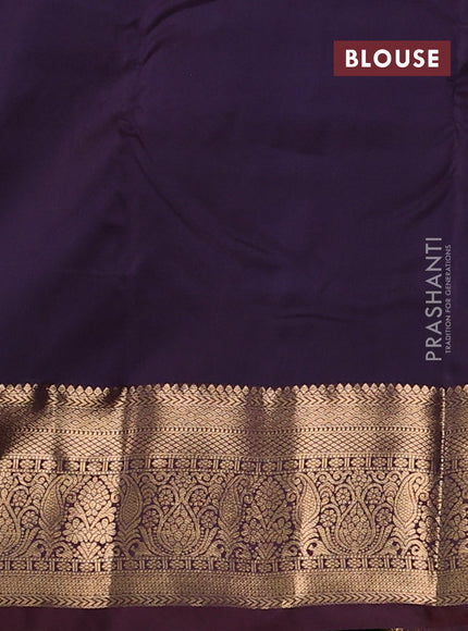 Bangalori silk saree peacock green and coffee brown with allover zari woven buttas and zari woven border