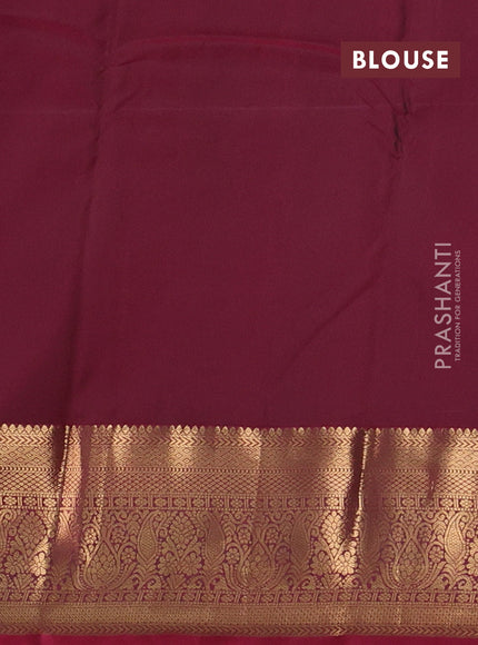 Bangalori silk saree bottle green and pink with allover zari woven buttas and zari woven border