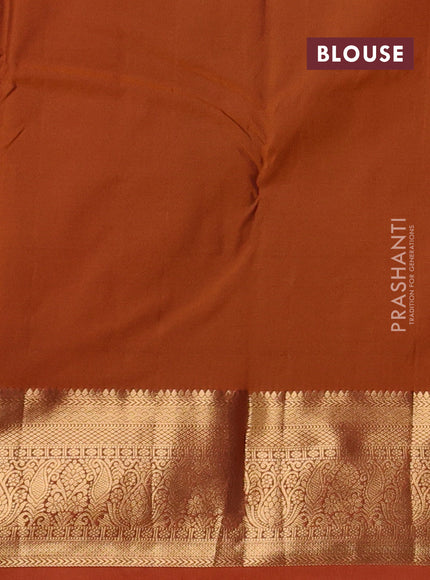 Bangalori silk saree teal green and rust shade with allover zari woven buttas and zari woven border