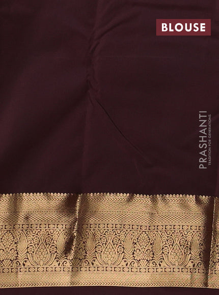 Bangalori silk saree lime green and coffee brown with allover zari woven buttas and zari woven border