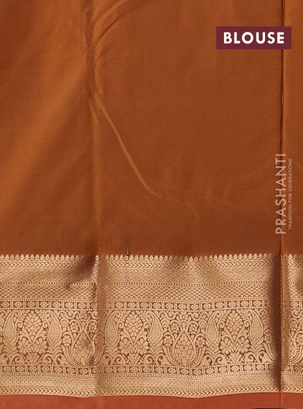 Bangalori silk saree bottle gren and rust shade with allover zari woven buttas and zari woven border