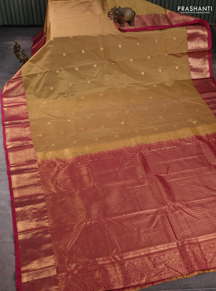 Bangalori silk saree sandal and pink with allover zari woven buttas and zari woven border