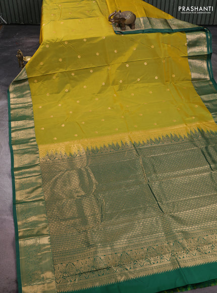Bangalori silk saree light green and bottle green with allover zari woven buttas and zari woven border