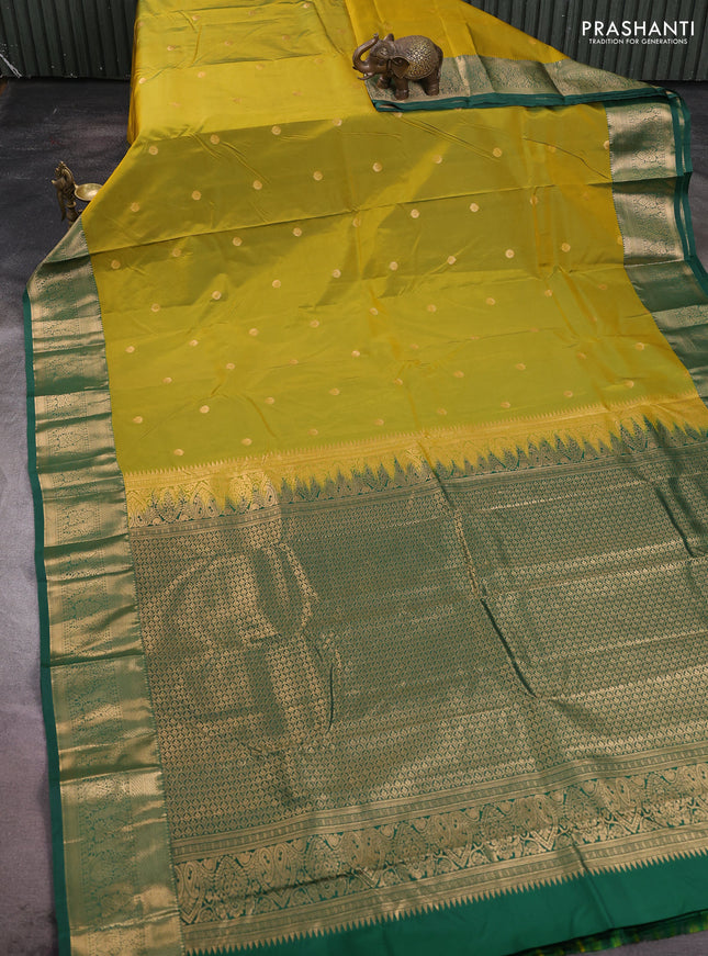 Bangalori silk saree light green and bottle green with allover zari woven buttas and zari woven border