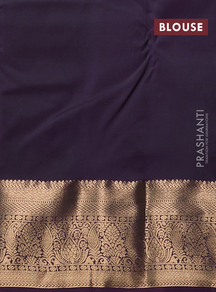 Bangalori silk saree bottle green and purple with allover zari woven buttas and zari woven border