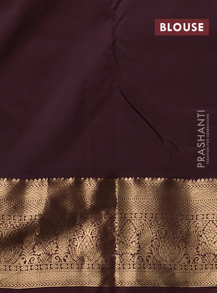 Bangalori silk saree green and deep maroon with allover zari woven buttas and zari woven border