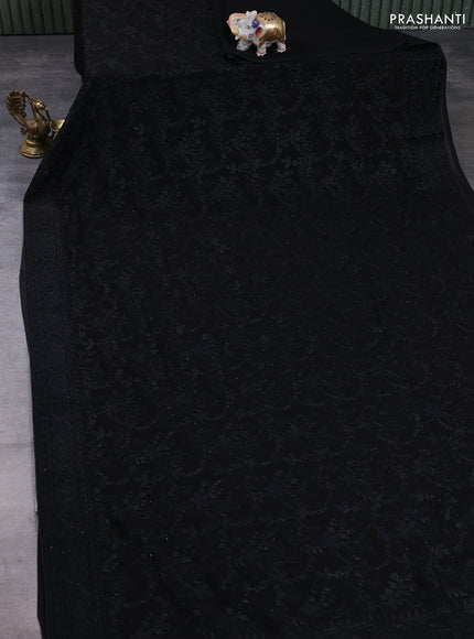 Georgette saree black with allover embroidery & stone work