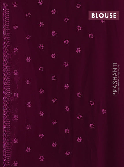 Georgette saree deep wine with allover embroidery & stone work