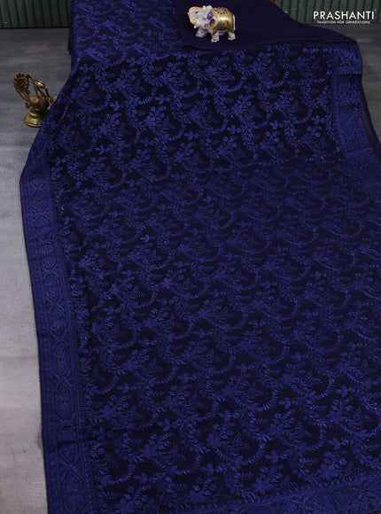 Georgette saree navy blue with allover embroidery & stone work