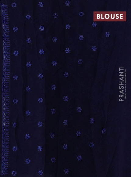 Georgette saree navy blue with allover embroidery & stone work