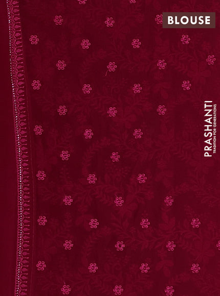 Georgette saree maroon pink with allover embroidery & stone work
