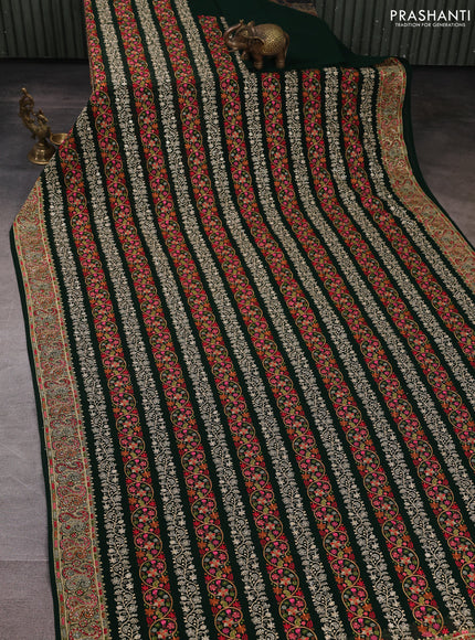 Georgette saree green with allover embroidery & stone work