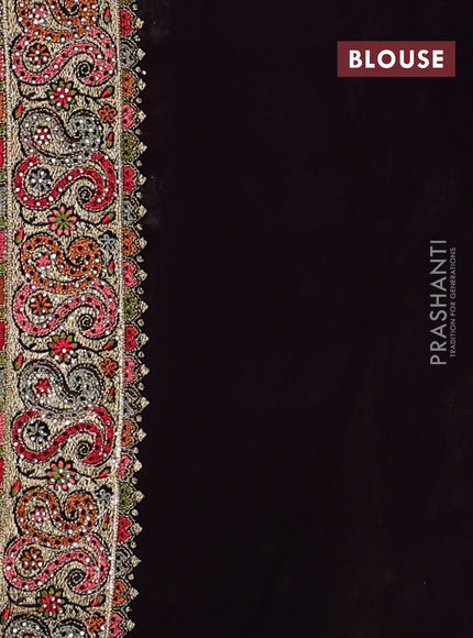 Georgette saree deep jamun with allover embroidery & stone work