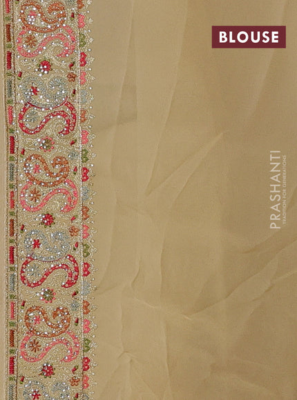 Georgette saree sandal with allover embroidery & stone work
