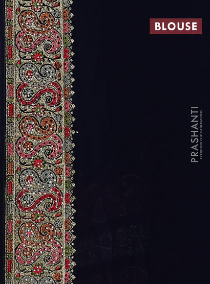 Georgette saree navy blue with allover embroidery & stone work