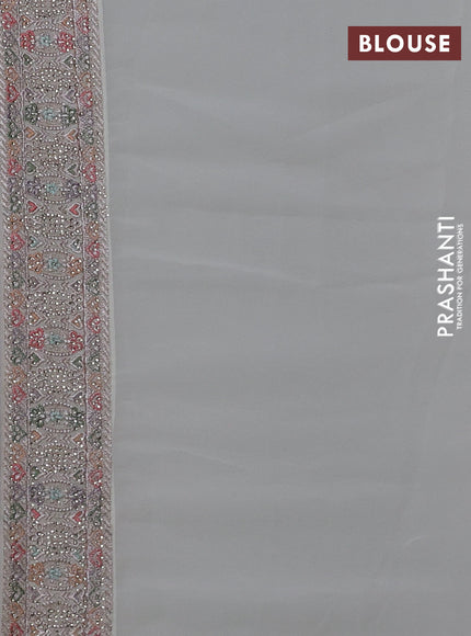 Georgette saree cream with allover embroidery & sequin work and embroidery stone work border