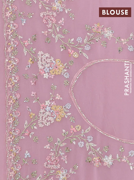 Georgette saree pastel pink with allover embroidery & stone work
