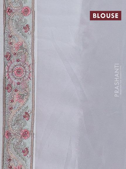 Georgette saree off white with allover embroidery & stone work