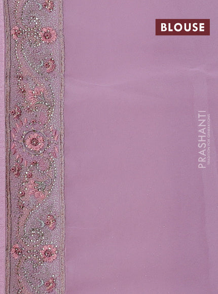 Georgette saree mauve pink with allover embroidery & stone work