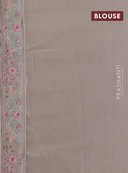 Georgette saree beige with allover embroidery & stone work