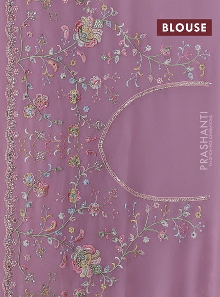 Georgette saree pastel pink with allover embroidery & stone work