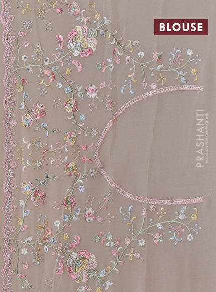 Georgette saree beige with allover embroidery & stone work