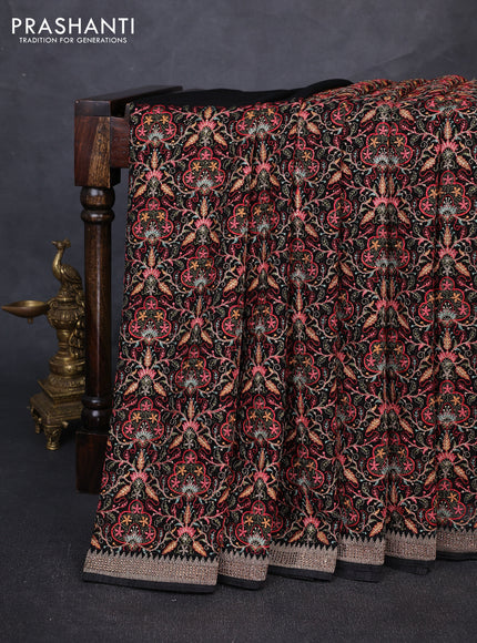 Georgette saree black with allover embroidery & stone work