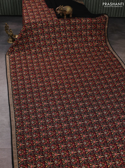 Georgette saree black with allover embroidery & stone work