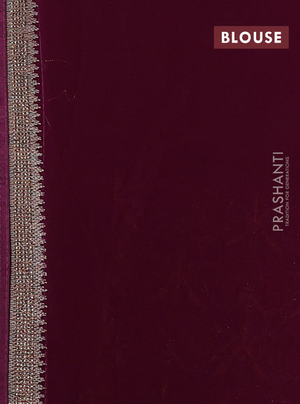 Georgette saree deep wine with allover embroidery & stone work