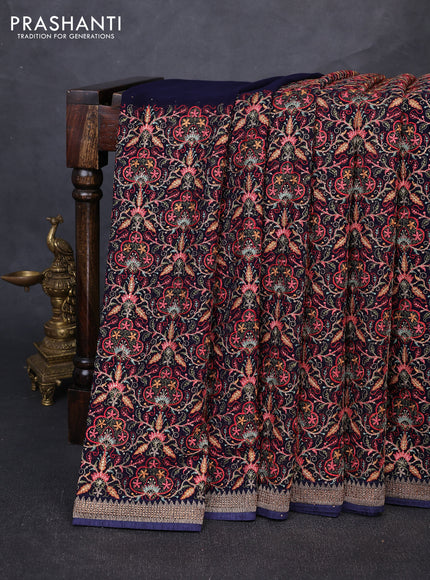 Georgette saree navy blue with allover embroidery & stone work