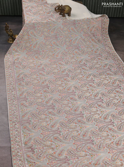 Georgette saree cream with allover embroidery & stone work